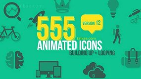 AE模板-Animated Icons V12 555个ICON图标MG动画+音效