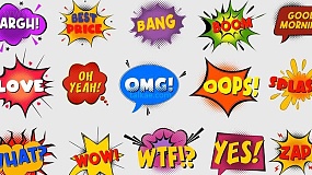 AE模板-Comic Bubbles 15组综艺目节视频卡通漫画气泡字幕动画