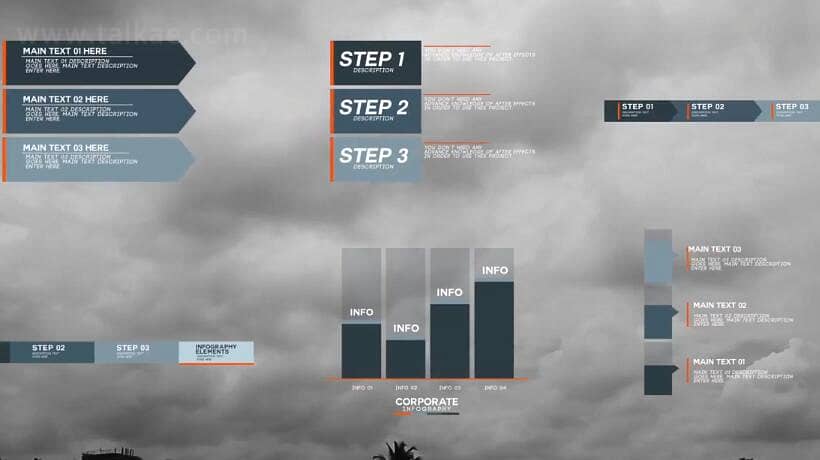 PR模板-40种公司企业信息图形报表展示动画
