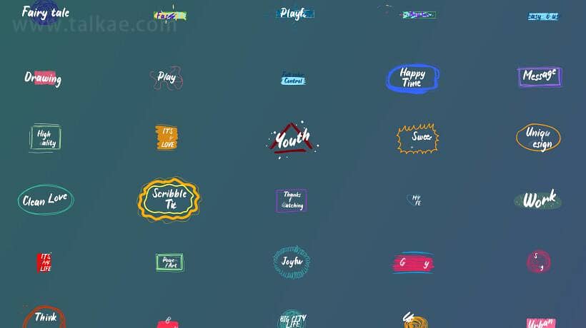 AE模板-Scribble Titles 30组涂鸦设计卡通字幕标题动画