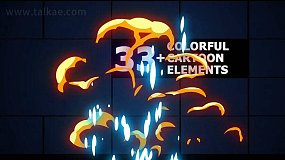 AE模板-Colorful Cartoon Elements 卡通元素能量爆炸火焰飞溅特效动画