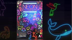 AE模板-Neon Elements Animals 霓虹灯风格动物元素图标动画