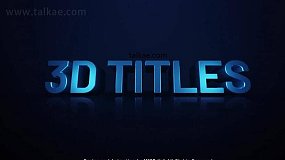 AE模板-Intro Trailer Titles 震撼3D蓝色质感文本标题电影预告片头