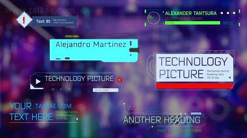 AE模板-Cyberpunk Lower Thirds 87个赛博朋克字幕条动画设计