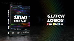 AE模板-Glitch Logos 18款炫酷故障毛刺特效logo演绎开场