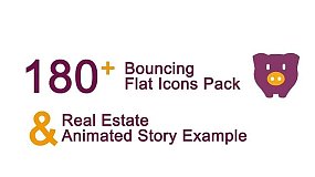 AE模板-Bouncing Flat Icon Pack 180个日常生活平面图标弹跳动画