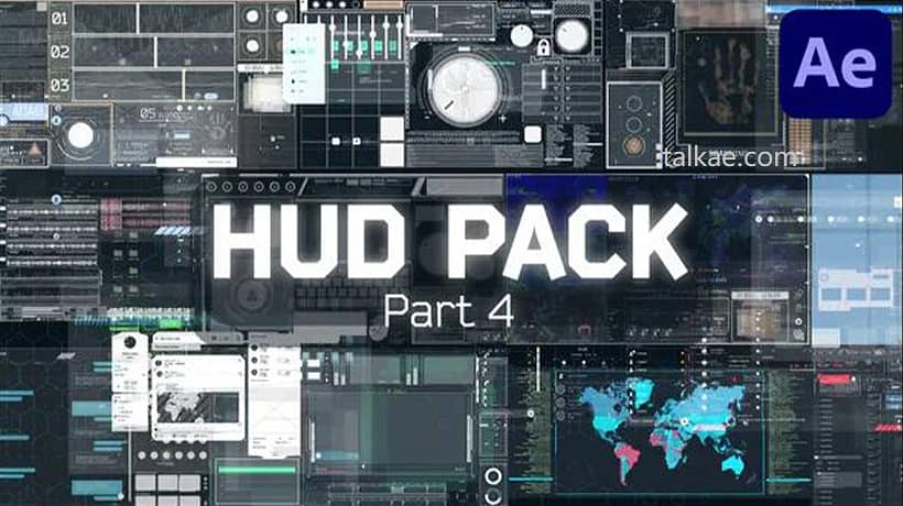 AE模板-HUD Pack 4 未来科技感HUD元素UI动画素材包
