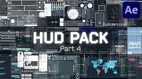 AE模板-HUD Pack 4 未来科技感HUD元素UI动画素材包