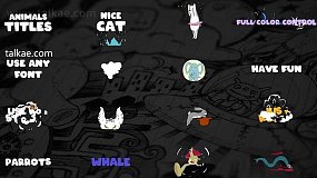 AE模板-Cartoon Animals Titles 16个卡通动物元素文本标题动画