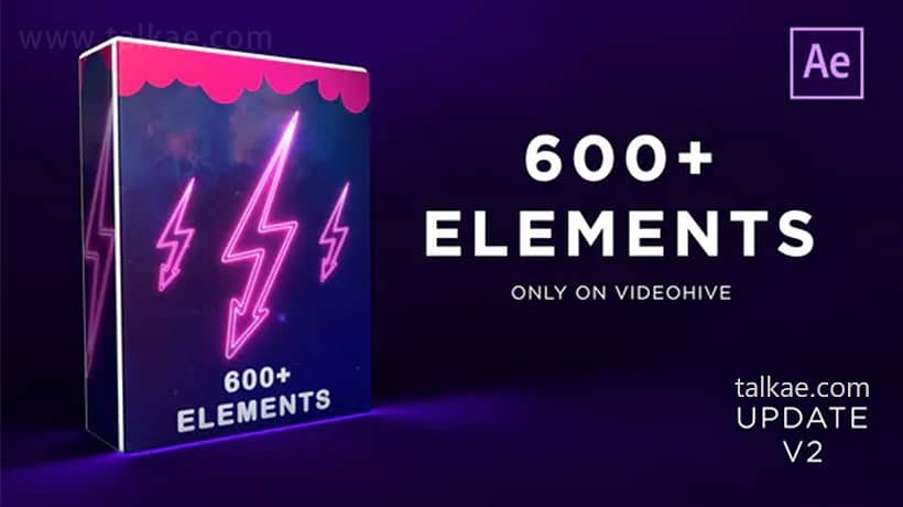 AE模板-Elements 600多个转场粒子闪电大型特效素材包