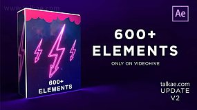 AE模板-Elements 600多个转场粒子闪电大型特效素材包