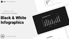 AE模板-Black White Infographics 100个的黑白信息图表动画元素