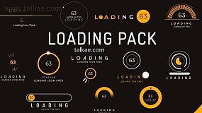 AE模板-Loading Icon Pack 12个等待加载进度条图标文字动画设计