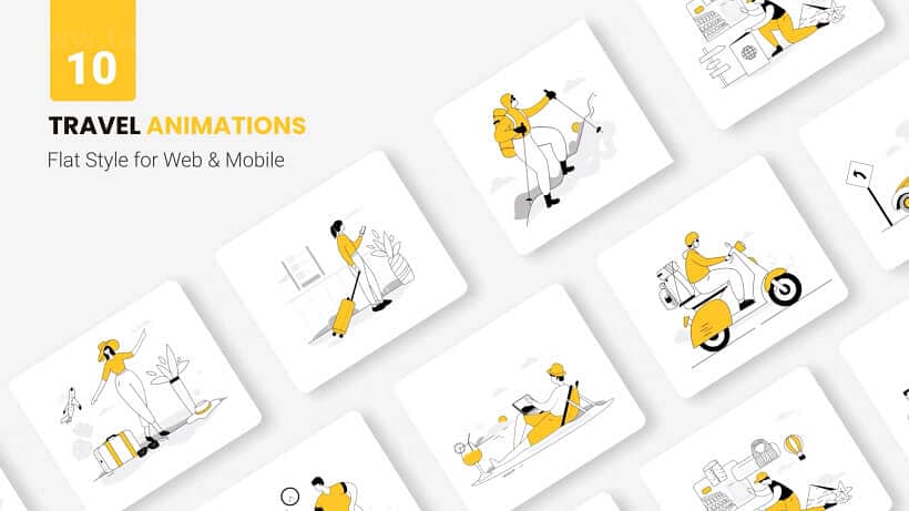 AE模板-flat concept 度假卡通旅游动画图形场景