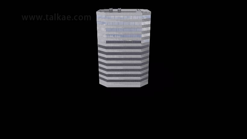 高楼倒塌破碎特效场景素材俯视01