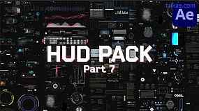 AE模板-HUD Pack 7 未来科技感HUD元素UI屏幕界面素材包