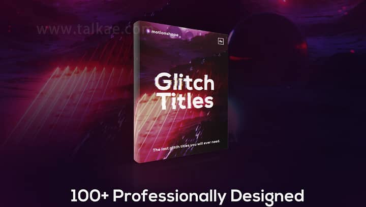 AE模板：Glitch Titles Pack_100多个故障信号干扰失真毛刺文字标题动画