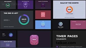 AE模板-Timer & Player Toolkit 48种漂亮倒计时进度图形动画工具包