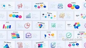 AE模板-Corporate Infographics 90种彩色质感企业商务信息图表动画元素包