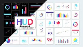 AE模板-HUD Dashboard Infographics 100种彩色企业商务信息数据图表