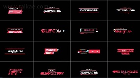 AE模板-Glitch Titles Pack 16个故障特效文字标题动画