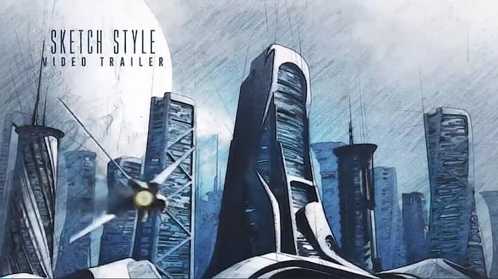AE模板-SKETCH TRAILER 视频画面转素描特效动画