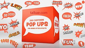 AE模板-Cartoon Pop Ups 200个综艺卡通气泡标题弹窗文字贴纸动画