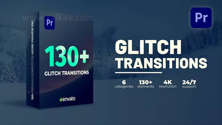 PR模板-130种故障干扰损坏破损效果视频过渡转场预设 Glitch Transitions