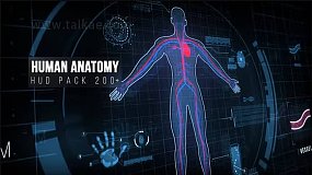 200种科技感人体UI界面HUD元素动画 Human Anatomy HUD Pack